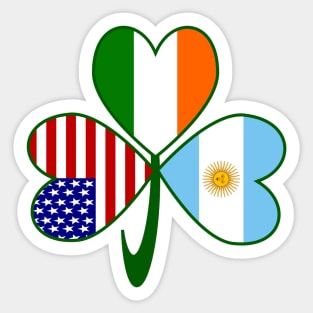 Argentina Ireland USA Shamrock Flags Sticker